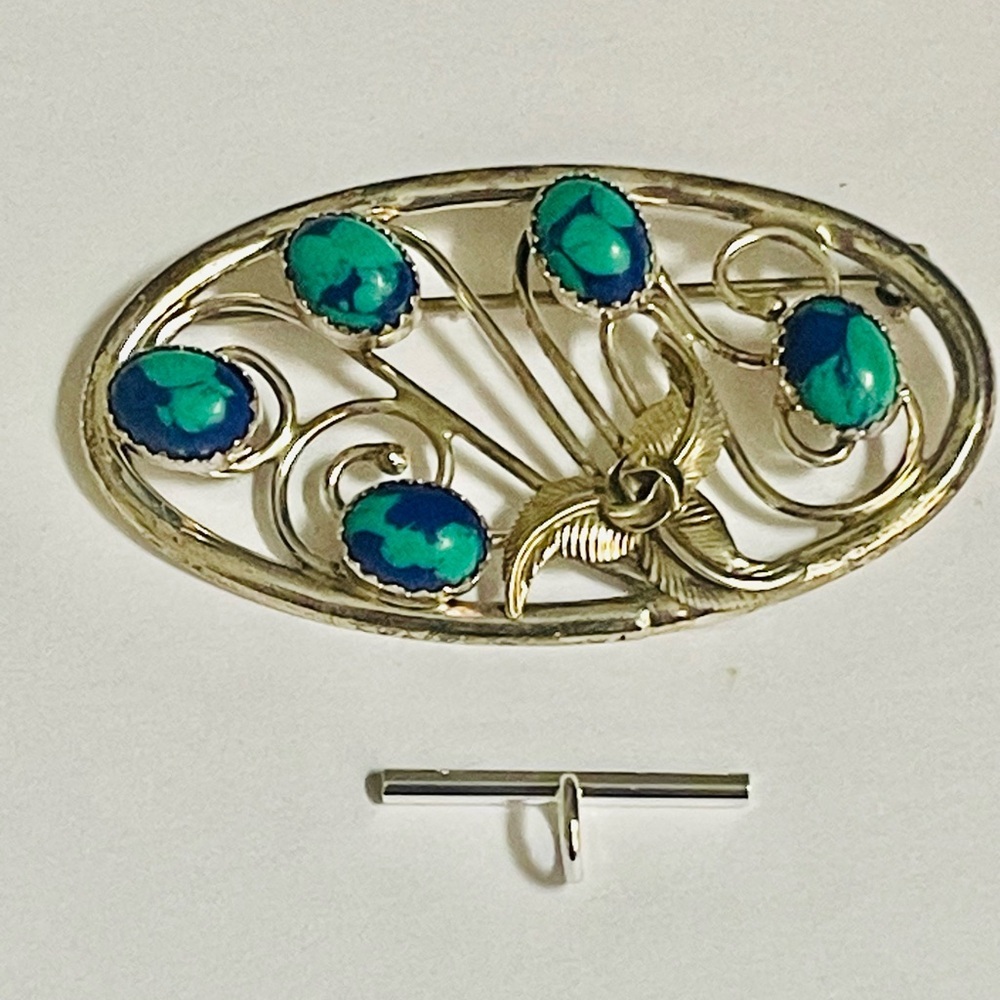 VTG NATIVE AMERICAN Navajo Shirley Henry STERLING AZURITE brooch PIN
PENDANT